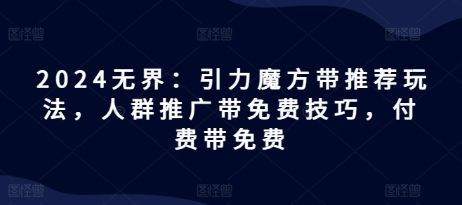 2024无界：引力魔方带推荐玩法，人群推广带免费技巧，付费带免费-网创资源社