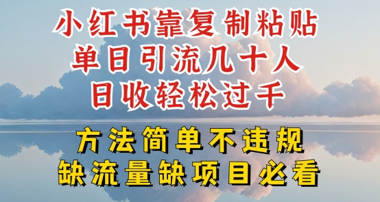 小红书靠复制粘贴单日引流几十人目收轻松过千，方法简单不违规【揭秘】-网创资源社