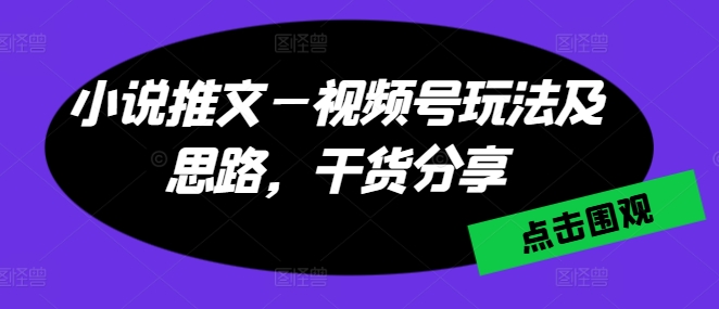 小说推文—视频号玩法及思路，干货分享-网创资源社