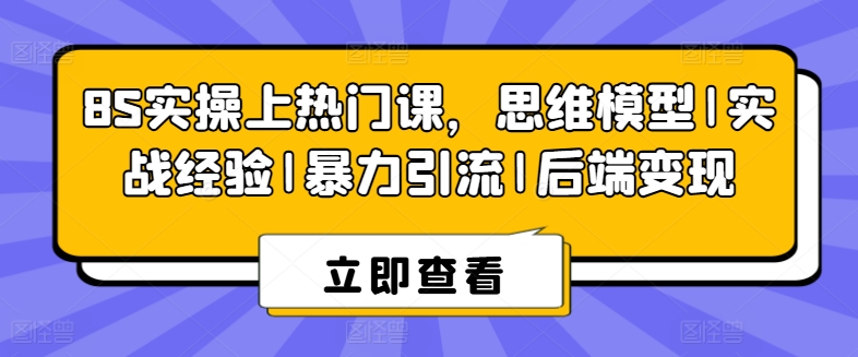 8S实操上热门课，思维模型|实战经验|暴力引流|后端变现-网创资源社