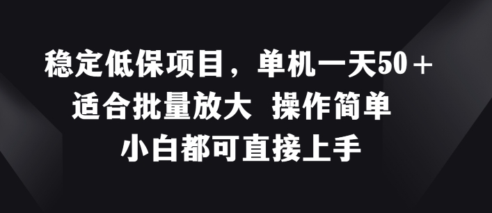 稳定低保项目，单机一天50+适合批量放大 操作简单 小白都可直接上手【揭秘】-网创资源社