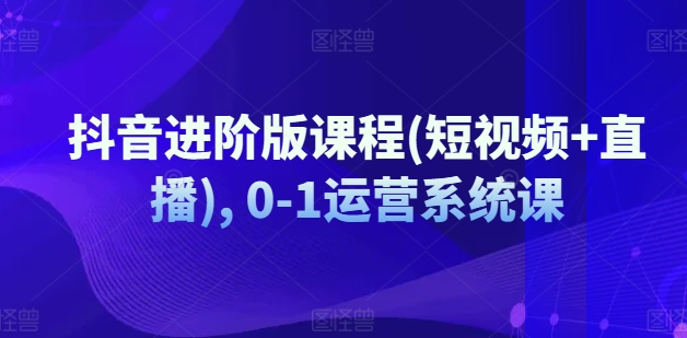 抖音进阶版课程(短视频+直播), 0-1运营系统课-网创资源社