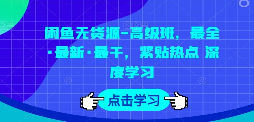 闲鱼无货源-高级班，最全·最新·最干，紧贴热点 深度学习-网创资源社