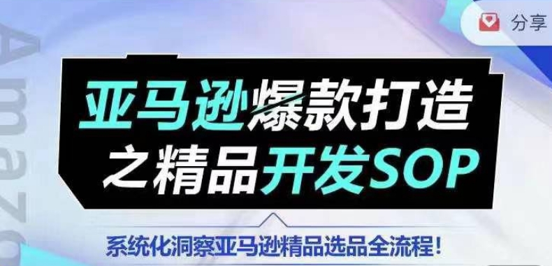 【训练营】亚马逊爆款打造之精品开发SOP，系统化洞察亚马逊精品选品全流程-网创资源社