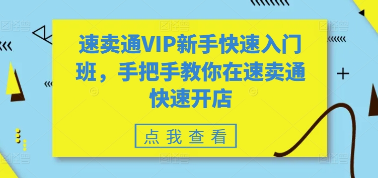 速卖通VIP新手快速入门班，手把手教你在速卖通快速开店-网创资源社