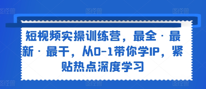 短视频实操训练营，最全·最新·最干，从0-1带你学IP，紧贴热点深度学习-网创资源社