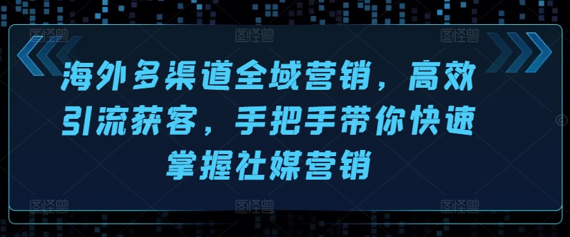 海外多渠道全域营销，高效引流获客，手把手带你快速掌握社媒营销-网创资源社