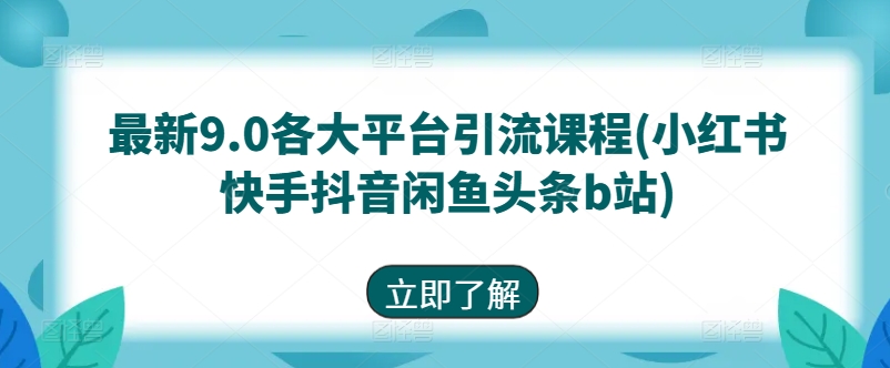 最新9.0各大平台引流课程(小红书快手抖音闲鱼头条b站)-网创资源社