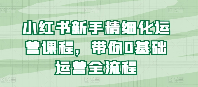 小红书新手精细化运营课程，带你0基础运营全流程-网创资源社