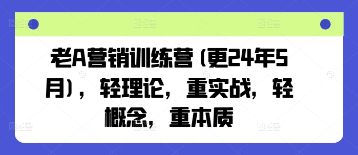 老A营销训练营(更24年6月)，轻理论，重实战，轻概念，重本质-网创资源社