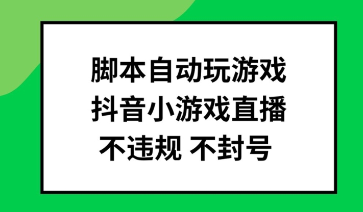 脚本自动玩游戏，抖音小游戏直播，不违规不封号可批量做【揭秘】-网创资源社