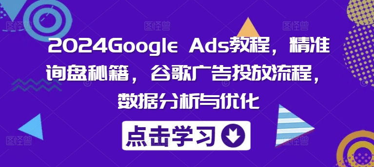 2024Google Ads教程，精准询盘秘籍，谷歌广告投放流程，数据分析与优化-网创资源社