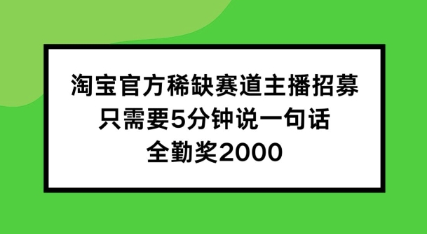 淘宝官方稀缺赛道主播招募 ，只需要5分钟说一句话， 全勤奖2000【揭秘】-网创资源社