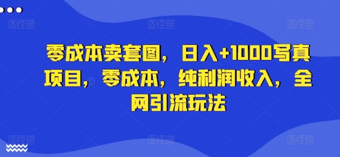 零成本卖套图，日入+1000写真项目，零成本，纯利润收入，全网引流玩法-网创资源社