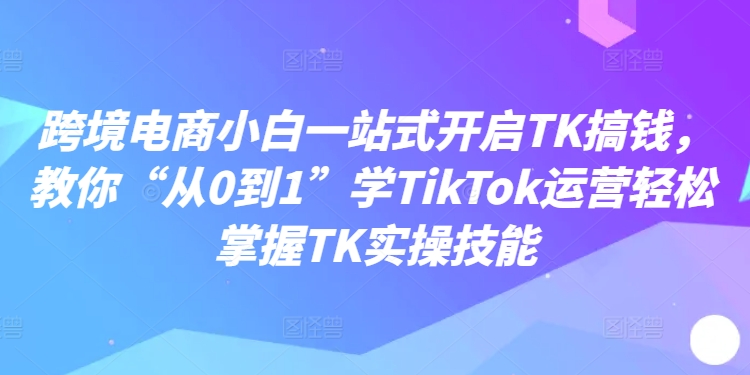 跨境电商小白一站式开启TK搞钱，教你“从0到1”学TikTok运营轻松掌握TK实操技能-网创资源社