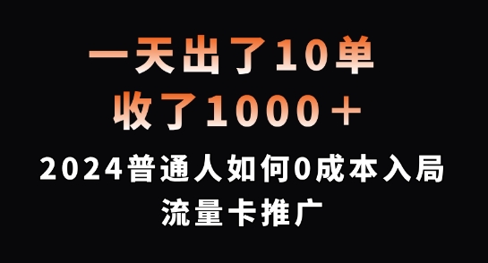 一天出了10单，收了1000+，2024普通人如何0成本入局流量卡推广【揭秘】-网创资源社