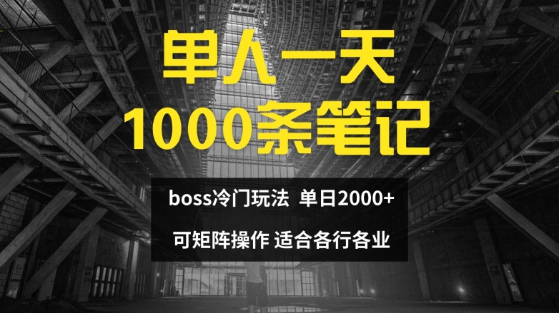 单人一天1000条笔记，日入2000+，BOSS直聘的正确玩法【揭秘】-网创资源社