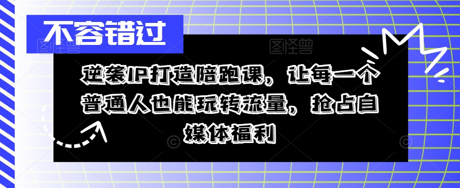 逆袭IP打造陪跑课，让每一个普通人也能玩转流量，抢占自媒体福利-网创资源社