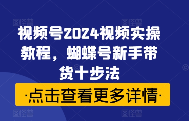 视频号2024视频实操教程，蝴蝶号新手带货十步法-网创资源社