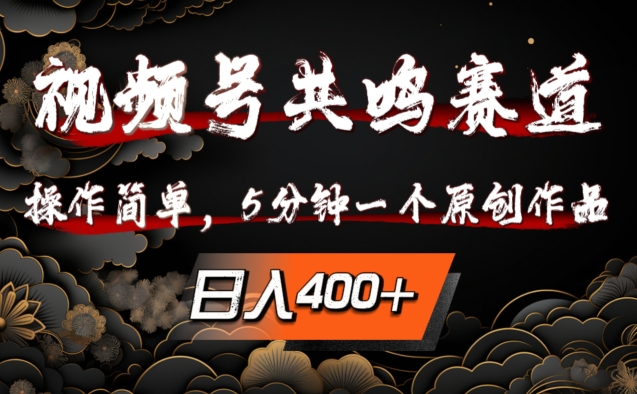 视频号共鸣赛道，操作简单，5分钟1个原创作品，日入几张【揭秘】-网创资源社