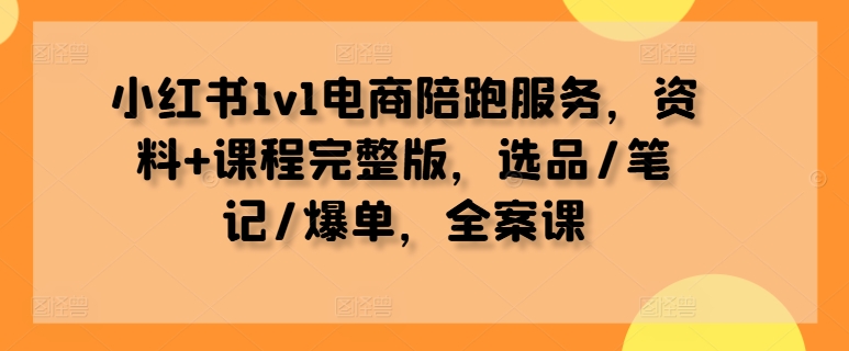 小红书1v1电商陪跑服务，资料+课程完整版，选品/笔记/爆单，全案课-网创资源社