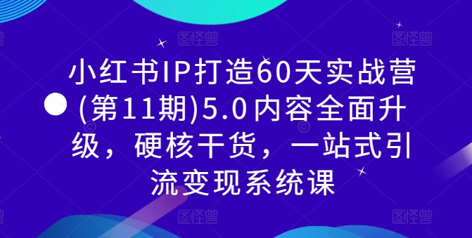 小红书IP打造60天实战营(第11期)5.0​内容全面升级，硬核干货，一站式引流变现系统课-网创资源社