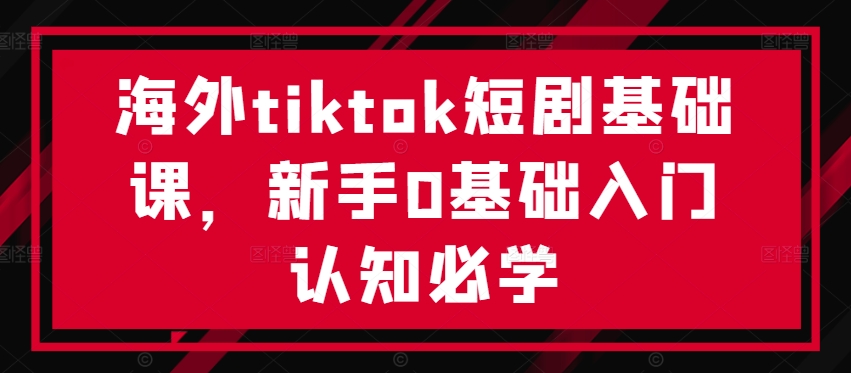 海外tiktok短剧基础课，新手0基础入门认知必学-网创资源社