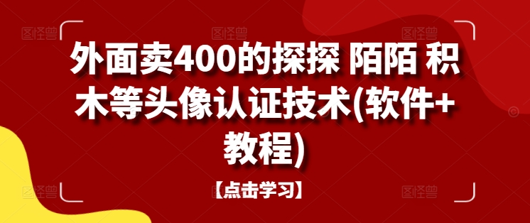 外面卖400的探探 陌陌 积木等头像认证技术(软件+教程)-网创资源社