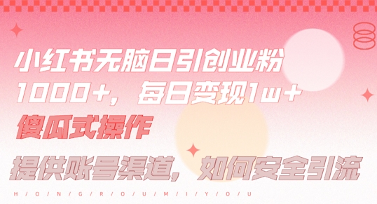 小红书无脑每日引流创业粉500+，小白每天只花半小时，躺赚长尾收益【揭秘】-网创资源社