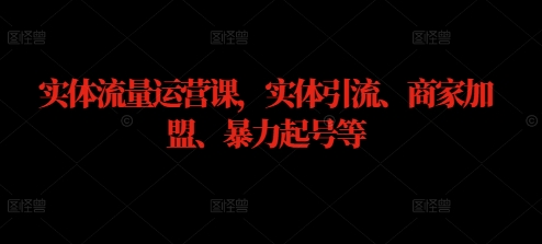 实体流量运营课，实体引流、商家加盟、暴力起号等-网创资源社