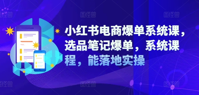 小红书电商爆单系统课，选品笔记爆单，系统课程，能落地实操-网创资源社