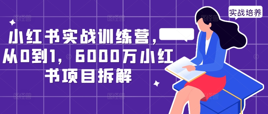 小红书实战训练营，从0到1，6000万小红书项目拆解-网创资源社