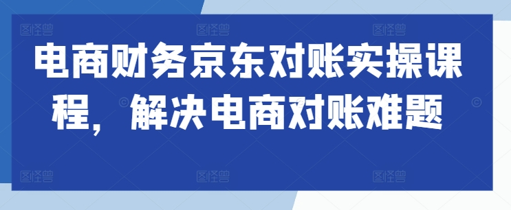 电商财务京东对账实操课程，解决电商对账难题-网创资源社