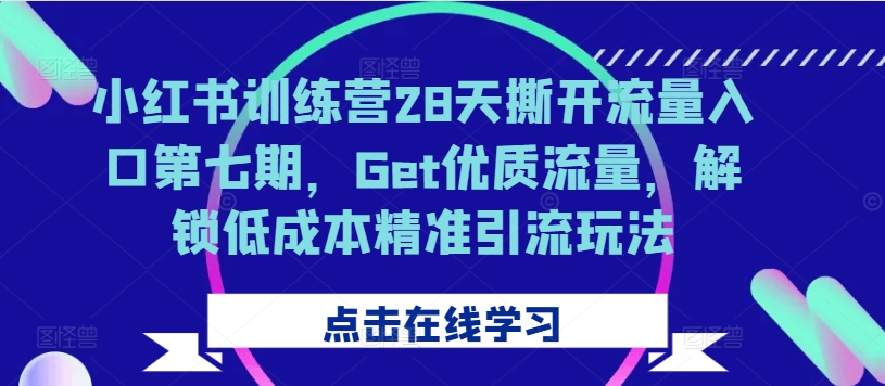 小红书训练营28天撕开流量入口第七期，Get优质流量，解锁低成本精准引流玩法-网创资源社