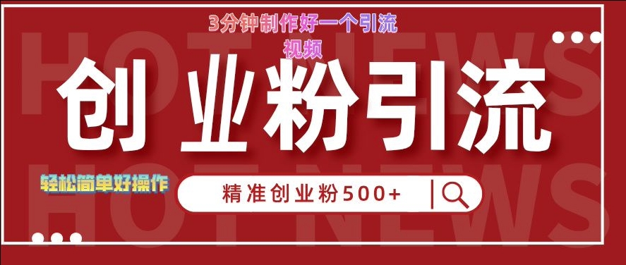 快手被动引流创业粉500+的玩法，3分钟制作好一个引流视频，轻松简单好操作【揭秘】-网创资源社