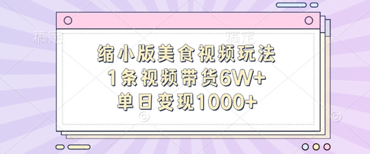 缩小版美食视频玩法，1条视频带货6W+，单日变现1k-网创资源社