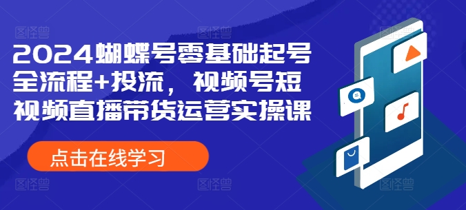 2024蝴蝶号零基础起号全流程+投流，视频号短视频直播带货运营实操课-网创资源社