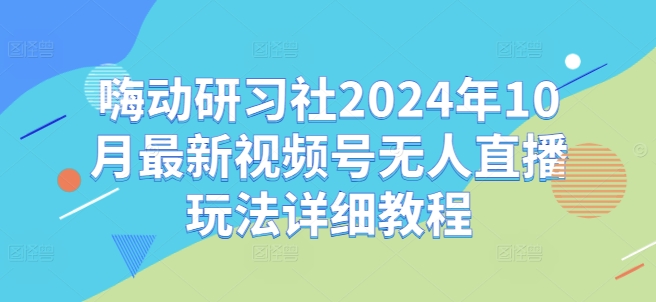 嗨动研习社2024年10月最新视频号无人直播玩法详细教程-网创资源社