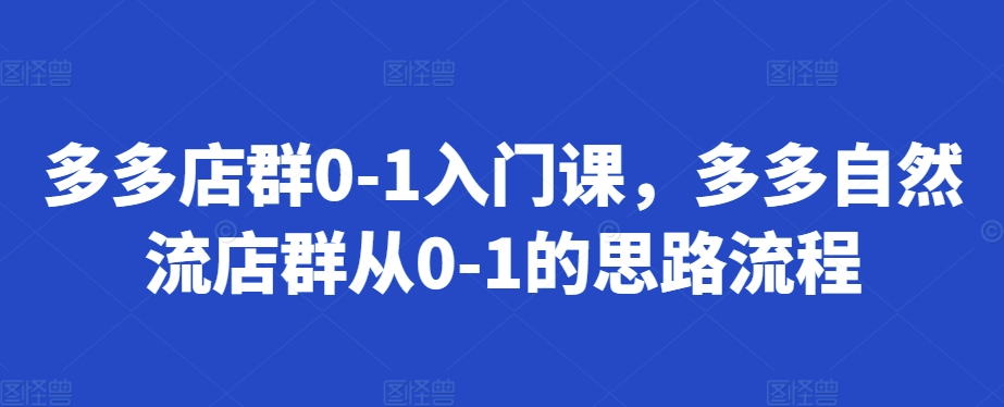 多多店群0-1入门课，多多自然流店群从0-1的思路流程-网创资源社