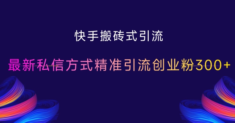 快手搬砖式引流，最新私信方式精准引流创业粉300+-网创资源社