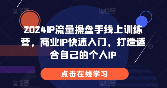 2024IP流量操盘手线上训练营，商业IP快速入门，打造适合自己的个人IP-网创资源社