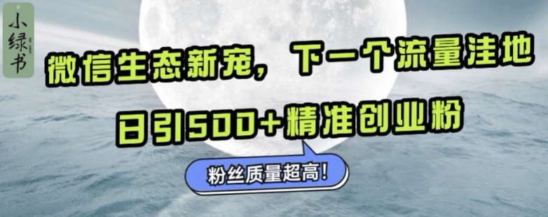 微信生态新宠小绿书：下一个流量洼地，日引500+精准创业粉，粉丝质量超高-网创资源社