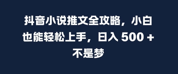 抖音小说推文全攻略，小白也能轻松上手，日入 5张+ 不是梦【揭秘】-网创资源社