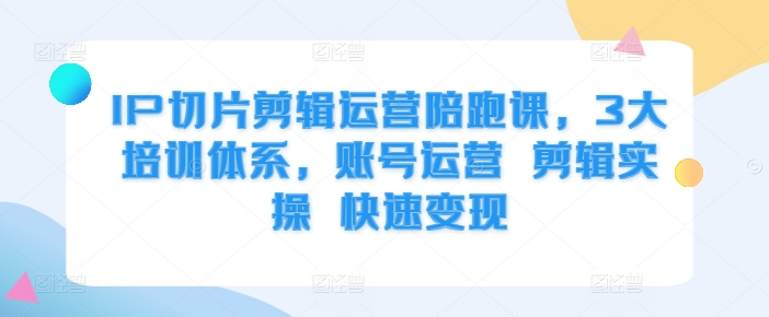 IP切片剪辑运营陪跑课，3大培训体系，账号运营 剪辑实操 快速变现-网创资源社