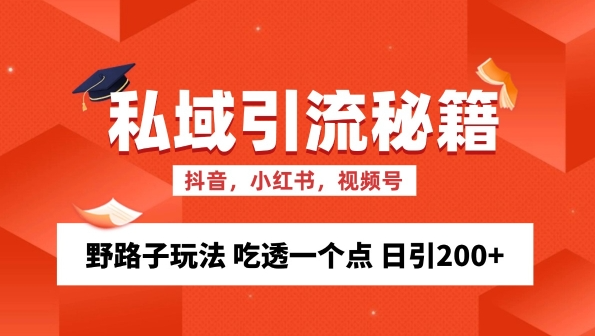 私域流量的精准化获客方法 野路子玩法 吃透一个点 日引200+ 【揭秘】-网创资源社