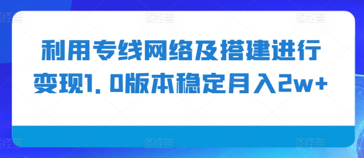 利用专线网络及搭建进行变现1.0版本稳定月入2w+【揭秘】-网创资源社